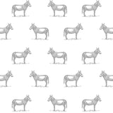 illustrated grey donkey on white background wallpaper pattern peel and stick