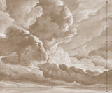 hand drawn sepia brown cloud mural illustration peel and stick wallpaper 12x10
