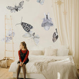 colorful large butterfly and moth decals on white background peel and stick in kids room