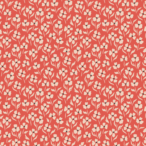 white and black floral design pattern on red background Removable Peel and Stick Wallpaper