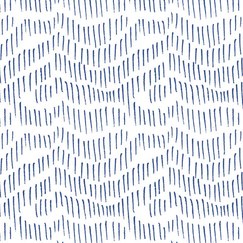 indigo blue illustrated line mark design pattern on white background Removable Peel and Stick Wallpaper