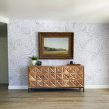blue elegant and geometric floral design pattern on white background Removable Peel and Stick Wallpaper in living room
