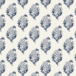 White Background Navy Blue Bouvardia Flower Elegant Peel and Stick Removable Wallpaper Pattern