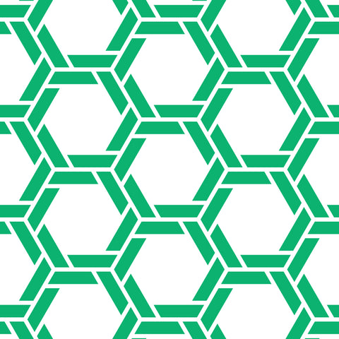 White Background Bright Green Braided Geometric Pattern Elegant Peel and Stick Removable Wallpaper Pattern