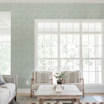 Green leaves branches living room peel and stick removable wallpaper