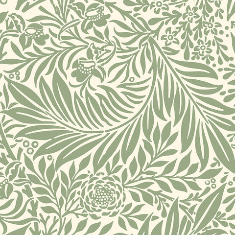 Green leaves branches peel and stick removable wallpaper pattern