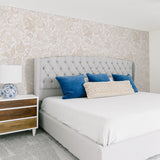 White background brown flowers and Leaves elegant wallpaper in bedroom peel and stick removable