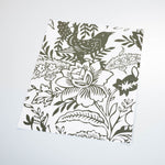 White background dark green flowers and Leaves elegant wallpaper peel and stick removable sample size