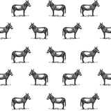 illustrated black donkey on white background wallpaper pattern peel and stick