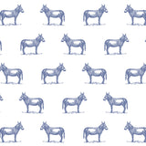 illustrated blue donkey on white background wallpaper pattern peel and stick