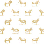 illustrated marigold yellow orange donkey on white background wallpaper pattern peel and stick