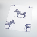 illustrated blue donkey on white background wallpaper pattern peel and stick sample size