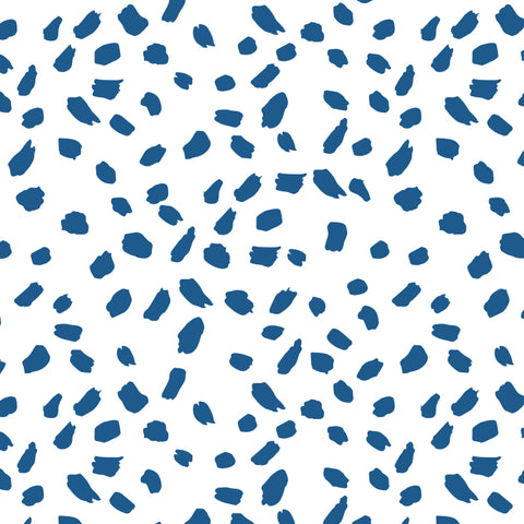 indigo blue Dalmatian pattern on white background Removable Peel and Stick Wallpaper