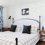 light grey blue Dalmatian pattern on white background Removable Peel and Stick Wallpaper in bedroom