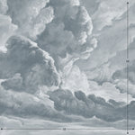 hand drawn light blue cloud mural illustration peel and stick wallpaper 10x10