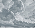 hand drawn light blue cloud mural illustration peel and stick wallpaper 10x8