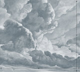 hand drawn light blue cloud mural illustration peel and stick wallpaper 10x9