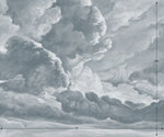 hand drawn light blue cloud mural illustration peel and stick wallpaper 12x10