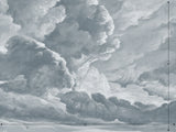 hand drawn light blue cloud mural illustration peel and stick wallpaper 12x9