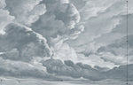 hand drawn light blue cloud mural illustration peel and stick wallpaper 14x9
