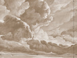 hand drawn sepia brown cloud mural illustration peel and stick wallpaper 12x9