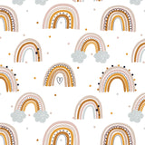 Colorful Rainbows Clouds Dot Pattern on white background Removable Peel and Stick Wallpaper pattern