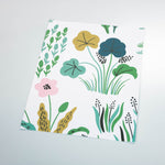 green colorful nature leaves and flowers design on white background Removable Peel and Stick Wallpaper sample size