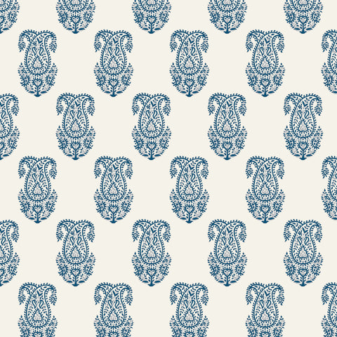 indigo blue elegant design pattern on white background Removable Peel and Stick Wallpaper