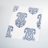indigo blue elegant design pattern on white background Removable Peel and Stick Wallpaper sample size