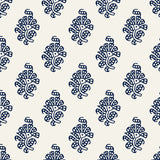 dark navy blue elegant floral design pattern on white background Removable Peel and Stick Wallpaper