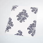 dark navy blue elegant floral design pattern on white background Removable Peel and Stick Wallpaper sample size