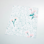 pink and green floral design pattern on spotted green and white background Removable Peel and Stick Wallpaper sample size