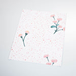 pink and green floral design pattern on spotted pink and white background Removable Peel and Stick Wallpaper sample size