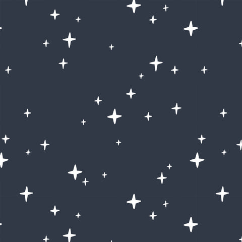 white star design pattern on dark navy blue background Removable Peel and Stick Wallpaper