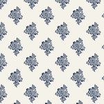 indigo blue elegant floral design pattern on white background Removable Peel and Stick Wallpaper