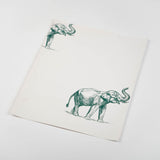 illustrated jade green elephant pattern on white background Removable Peel and Stick Wallpaper sample size