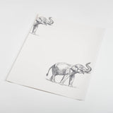 illustrated pewter grey elephant pattern on white background Removable Peel and Stick Wallpaper sample size