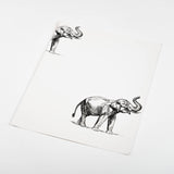 illustrated black and white elephant pattern on white background Removable Peel and Stick Wallpaper sample size