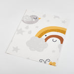 cartoon style grey and tan rainbow clouds stars and moon design pattern on white background wallpaper peel and stick sample size