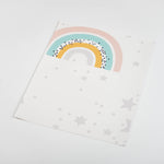 colorful cartoon style rainbows and grey stars pattern on white background Removable Peel and stick wallpaper sample size