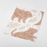 grey and brown animal and leaves silhouette pattern on white background Removable Peel and Stick Wallpaper sample size