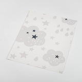 illustrated grey clouds rain and black stars pattern on white background Removable Peel and Stick Wallpaper sample size