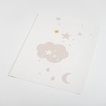 illustrated grey clouds and yellow stars pattern on white background Removable Peel and Stick Wallpaper sample size