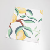 illustrated green leaves yellow lemon on white background wallpaper peel and stick pattern sample size