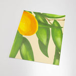 illustrated green leaves white flowers and orange citrus on tan background wallpaper peel and stick pattern sample size
