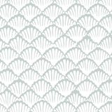 light green blue clamshell sea shell design pattern on white background Removable Peel and Stick Wallpaper