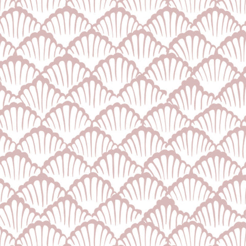 pink clamshell design pattern on white background Removable Peel and Stick Wallpaper