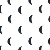 illustrated black half moon design pattern on white background wallpaper peel and stick