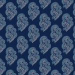 white and blue elegant vine design pattern on dark indigo blue background Removable Peel and Stick Wallpaper