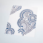 white and blue elegant vine design pattern on white background Removable Peel and Stick Wallpaper sample size